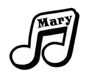 Name on a Music Note Embroidery Designs, Patch! Custom Made!