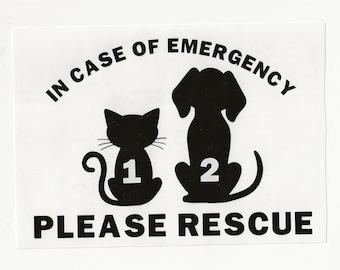Emergency Pet Rescue Notification, vinyl decal! Multiple sizes custom made!