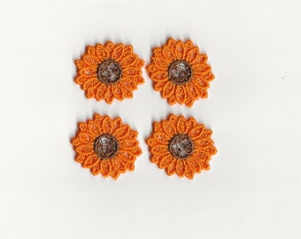 1" Sunflower Charms, set of 4!