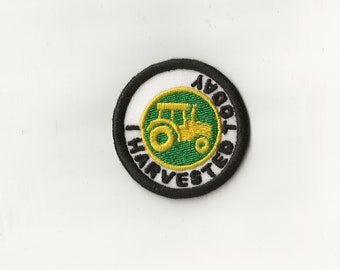 2" I Harvested Today Merit Badge, Patch! Any Color combo! Custom Made!