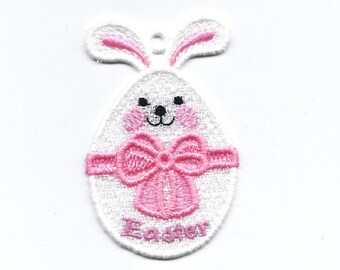3" Easter Bunny Lace Charm / Ornament, Custom Bow Color!