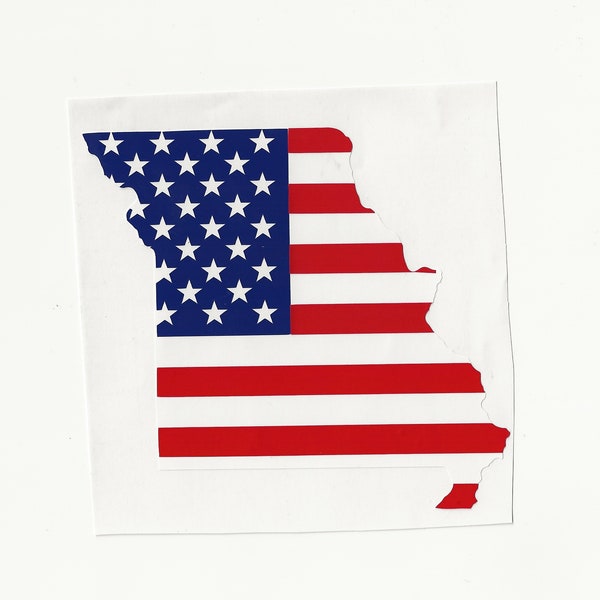 Missouri State with American Flag, Vinyl Decal! Multiple sizes custom made!