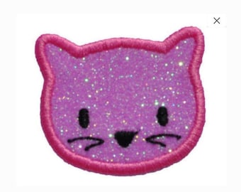 Cat Kitty Glitter 2" or 3" Kitten Cat Iron On Brilliant Glitter Fabric Iron On Patch PN33