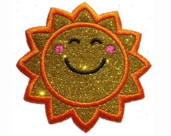 Sunshine summer sun Kawaii smiling Summer Tiny 2" Iron On Brilliant NO MESS glitter PN101