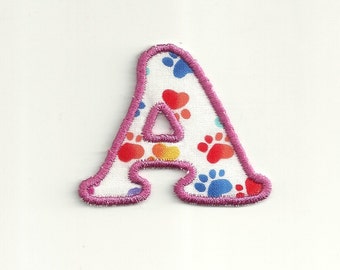 Paw Print Letter, 4" Patch! Any Letter! Custom Made!