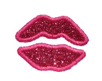 Lips Kiss Set 1.5 x 2 inches Iron On Brilliant NO MESS glitter PN2