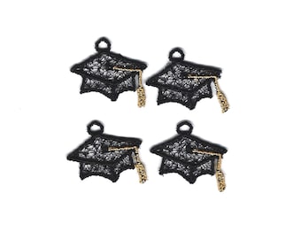 1” Graduation Hat Lace Charms, Set of 4!