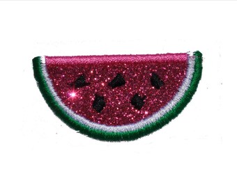 Watermelon 2 inch in Red or Pink, PN97 Glitter Iron On Patch. Vinyl