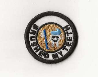 2" Brushed My Teeth Merit Badge, Patch! Any Color combo! Custom Made!
