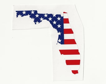 Florida State with American Flag, Vinyl Decal! Multiple sizes custom made!