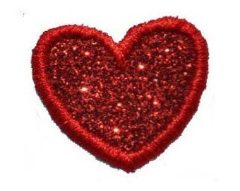 Heart Miniature 1 inch in red or pink Iron On Brilliant NO MESS glitter PN25