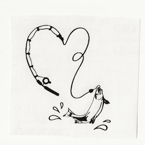 Hengel Hart met vis, Vinyl Sticker! Meerdere maten en kleuren op maat gemaakt!