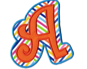 Curlz Chevron Letter Patch! Custom Made! LET6