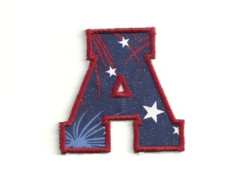 Any Letter, Patriotic Fireworks Varsity Patch! Custom Made!