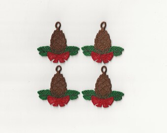 2" Holiday Pine Cone Charms, set of 4!