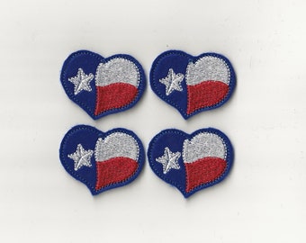 2" Texas Flag Heart Shaped Felties! Custom Color, Set of 4!