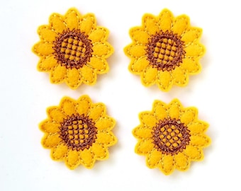 Sunflower Felties! Custom Color, Set of 4!