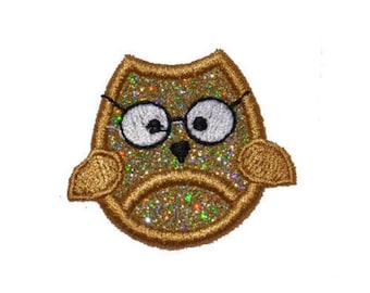 Owl School Smart 1.6 inch tall " Iron On Brilliant NO MESS glitter PN15