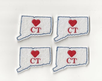 2.3” I Heart Connecticut Felties! Custom Color, Set of 4!