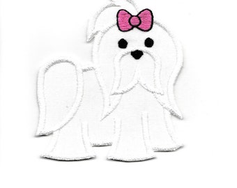 Maltese Puppy Patch, any Color! Custom Made!