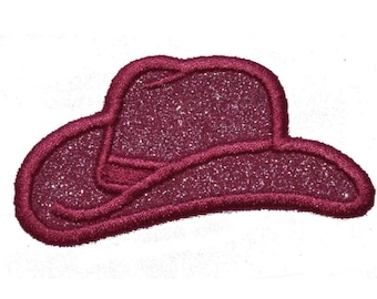 Cowboy Hat Glitter Patch Brown or Pink Patch Cowgirl Patch Gift for Her Bachelorette Gift Iron on Sew on Vinyl NO GLITTER MESS! PN70