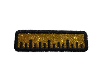 Ruler 3 inch or Pencil Miniature Tiny 2.5 inch Iron On Vinyl Glitter Patch PN54