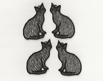 2" Cat Lace Charms, set of 4!