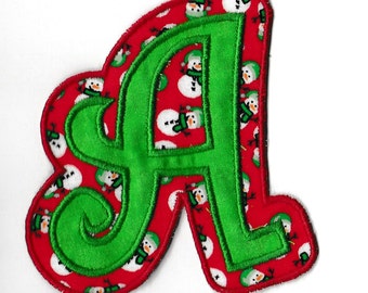 Curlz Christmas Letter Patch! Custom Made! LET6