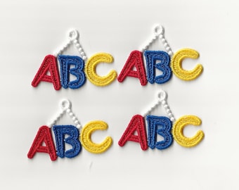2” ABC Alphabet Lace Charms, Set of 4!