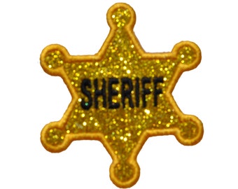 Badge Sheriff Patch Iron On Brilliant NO MESS glitter PN43