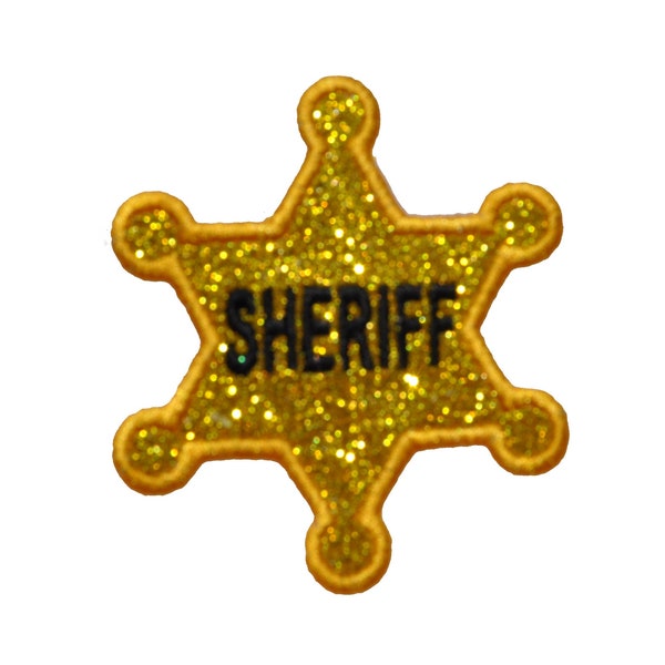 Badge Sheriff Patch Iron On Brilliant NO MESS glitter PN43