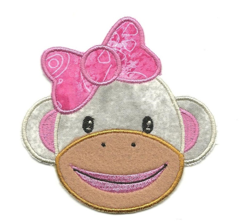 Girly Sock Monkey Patch Custom Made Etsy