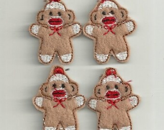 Sock Monkey Bulk Sheet of 18 or 36 Feltie, Custom Made!