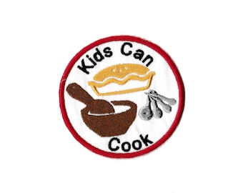 3" Kids Cooking Merit Badge, Patch! Any Color combo! Custom Made!