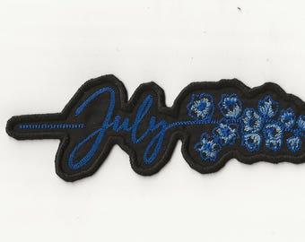 July Birth Flower, Larkspur Patch! Custom Made! AP144
