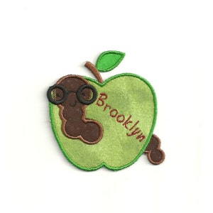 Your Name/Saying on a Bookworm Apple. Custom Made!