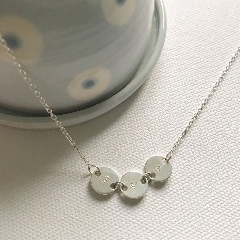 Little disc initial necklace silver circle necklace initial necklace