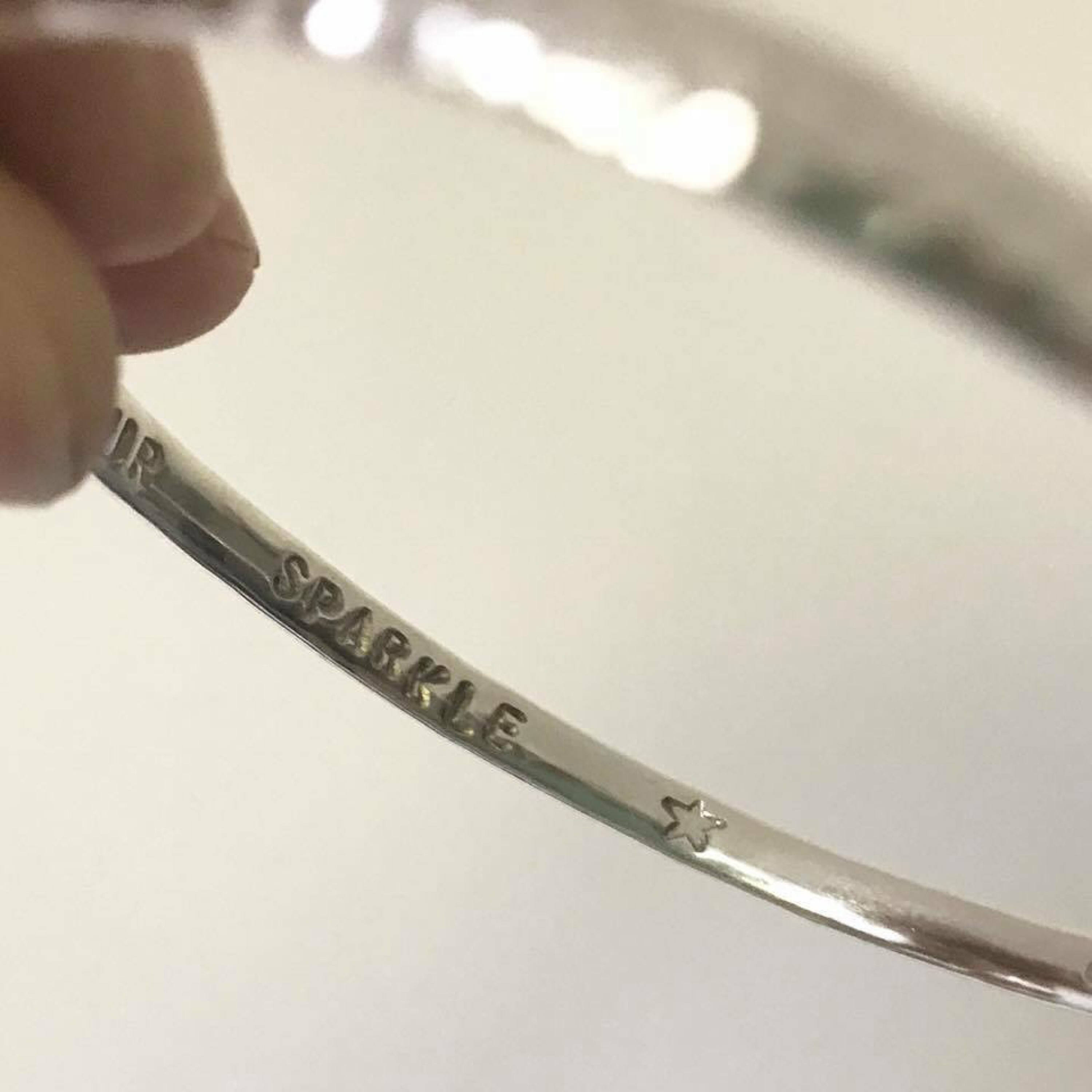 Sterling Silver Personalised Bangle Hammered Finish With - Etsy UK