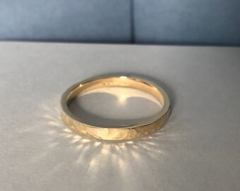 Yellow Gold Hammered Finish Wedding Ring 9ct Yellow Gold 18ct Yellow Gold
