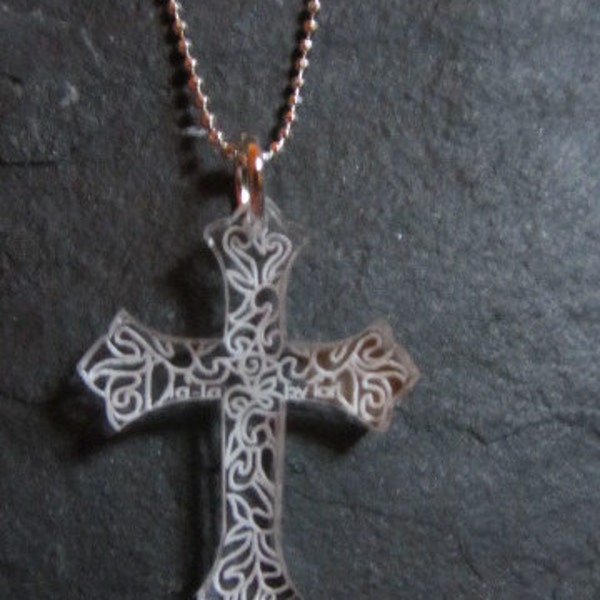 Cross Celtic Design  perspex necklace