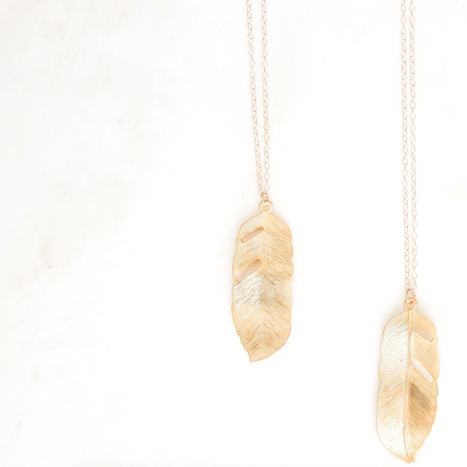 PLUME (gold/silver) long feather necklace. long necklace. joanna gain…