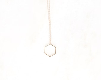 ESSENTIAL LG. hexagon necklace. minimal necklace. layer necklace. micah 6:8. geometric necklace. simple gold necklace. everyday necklace.