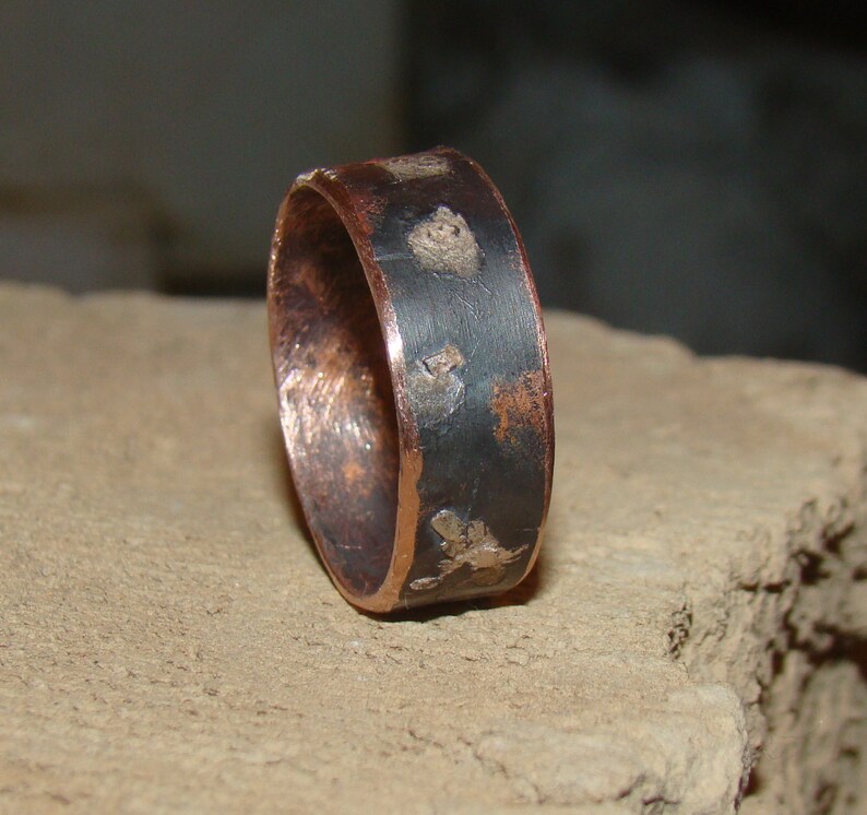 Handmade mens ring band men engagement custom ring Christmas Gift idea for him silver copper rustic ring men/'s ring