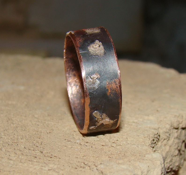Handmade mens ring band men engagement custom ring Christmas Gift idea for him silver copper rustic ring men/'s ring