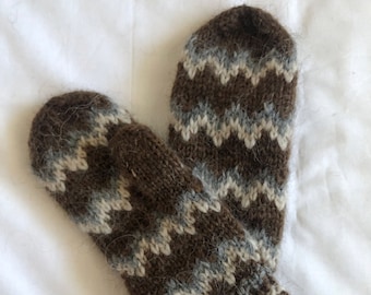 Warm wool mittens, brown Icelandic mittens, Icelandic wool mittens