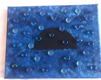 Mixed media wall art, raindrops painting, pebbles painting