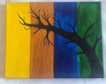 Tree painting, canvas acrylic painting, home decor