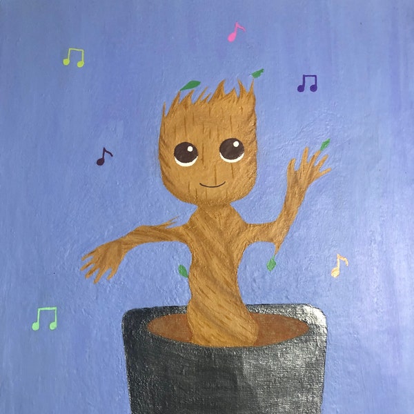 Leinwand, Kunst, Acryl, Gemälde, Original, Größe 24-30cm, Groot, Wanddeko, Wandbehang, Kinderzimmer,