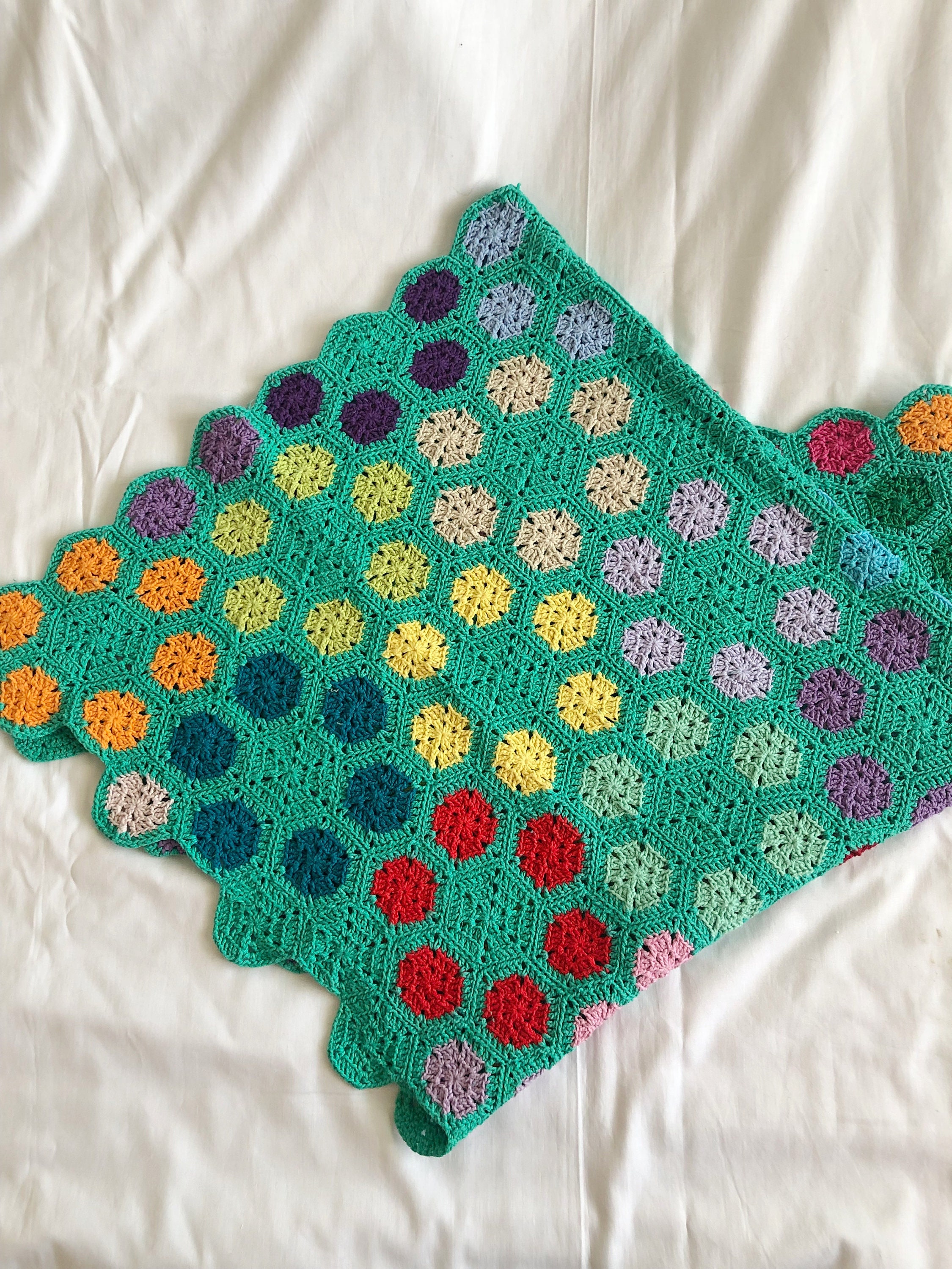 Hexagon Baby Blanket, Crochet Cotton Baby Blanket, Baby Blanket Etsy