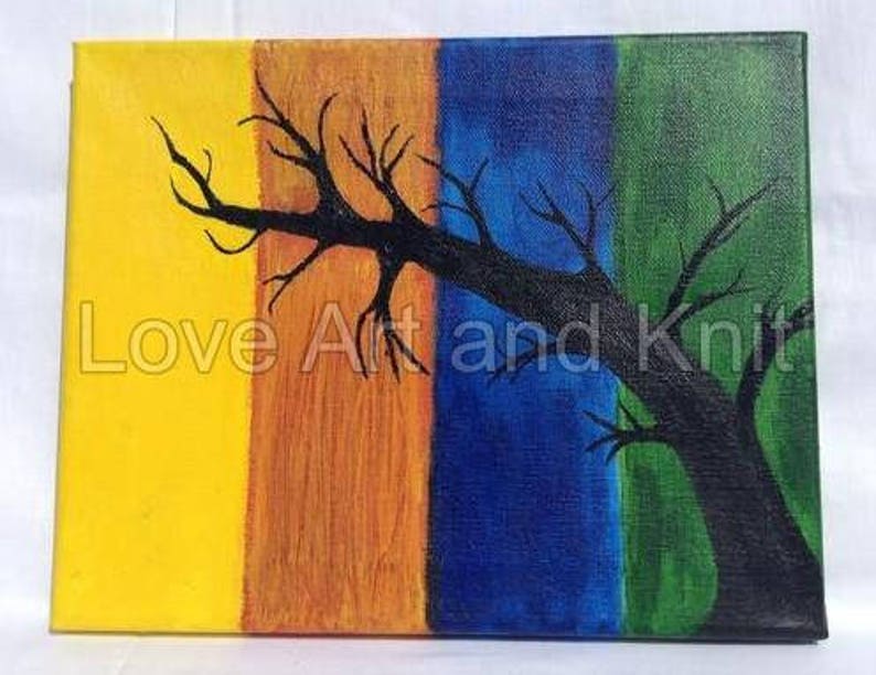 Canvas Acrylic Painting Tree Size 24 X 30 Cm Original Etsy